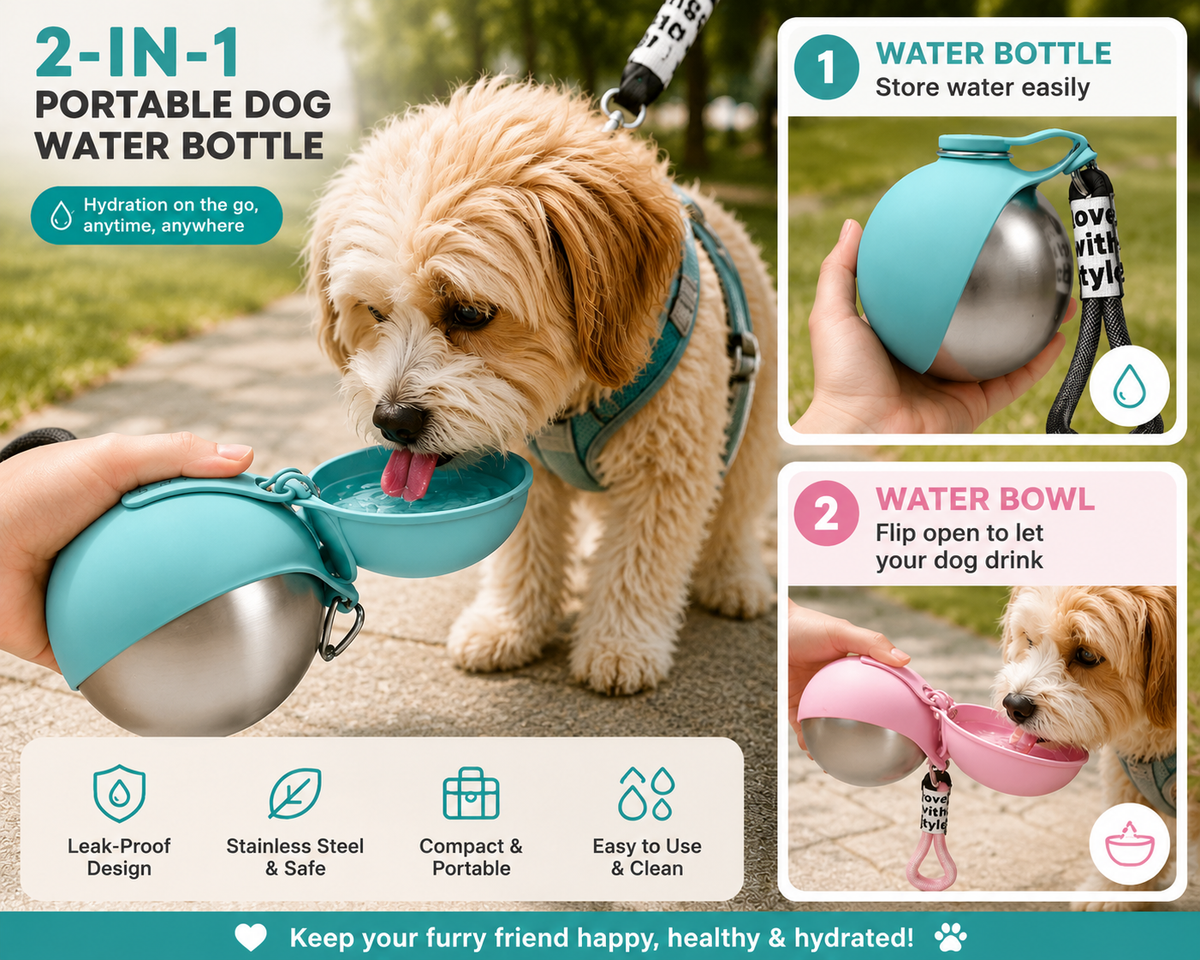 Portable Dog Travel Water Bottle — Stainless Steel
