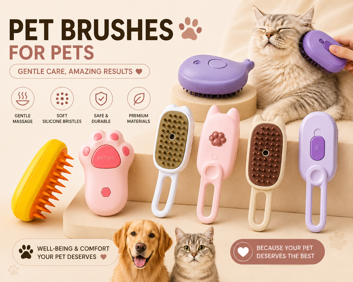 Steamy Brush Electric Spray Cat Hair Brush 3In1 Pet Hair Removal Tool 360° Rotating Handle Silicone Multifunctional Massage Comb