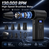 Powerful Air Blower 130000Rpm 4 Gear Adjustable Turbo Jet Blower with Led Light Battery Display Cordless Compressed Air Duster