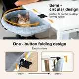 Cat Desk Bed Plush Cat Hammock Foldable Desk Clip Pet Bed Suitable for Various Desktop Computers